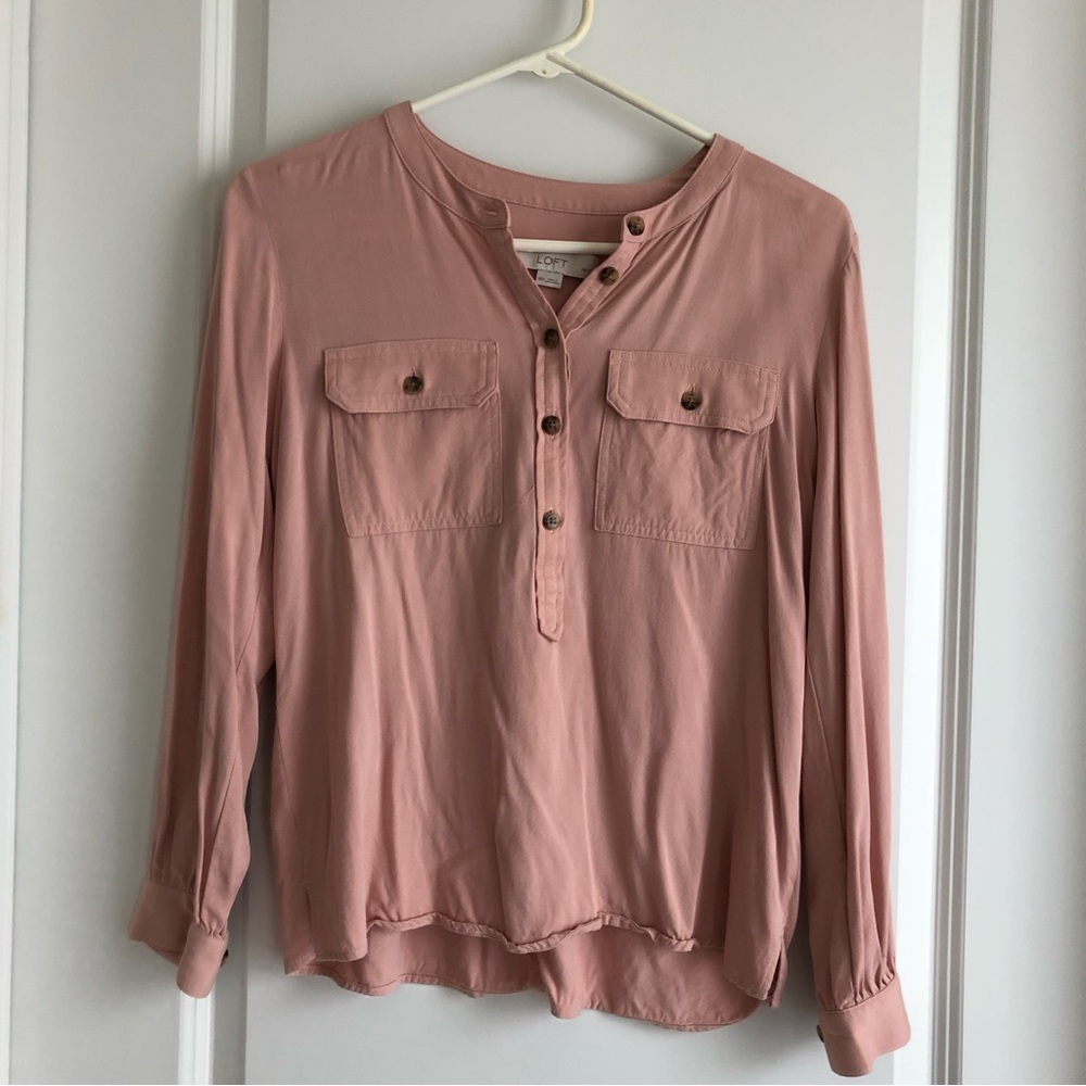 LOFT Pink Long Sleeved Blouse